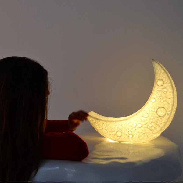 Seletti Bílá porcelánová stolní LED lampa My Tiny Moon