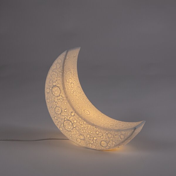 Seletti Bílá porcelánová stolní LED lampa My Tiny Moon