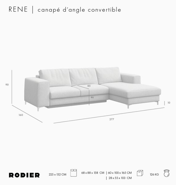 -25 % Dny MOMENTI– Rodier Hnědá sametová rozkládací pohovka Rene 277 cm, pravá