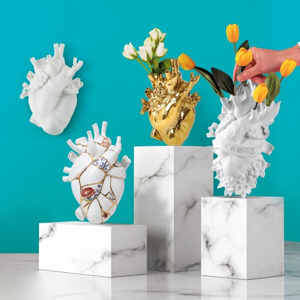 Seletti Bílá porcelánová váza Love in Bloom 25 cm
