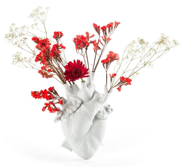 Seletti Bílá porcelánová váza Love in Bloom 25 cm