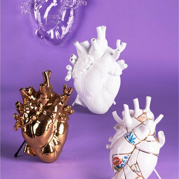 Seletti Bílá porcelánová váza Love in Bloom 25 cm