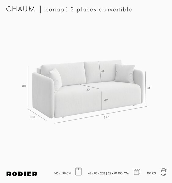 -25 % Dny MOMENTI– Rodier Růžová rozkládací pohovka Chaum 220 cm
