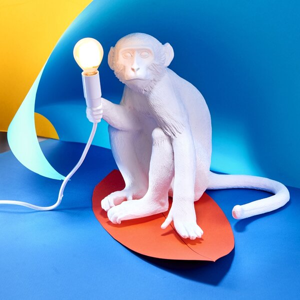 Seletti Bílá stolní lampa Monkey