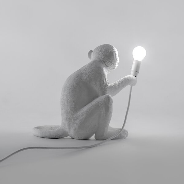 Seletti Bílá stolní lampa Monkey