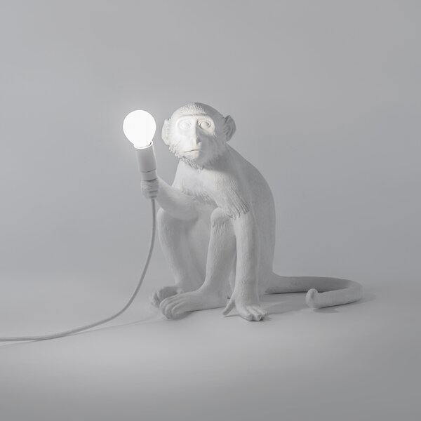 Seletti Bílá stolní lampa Monkey