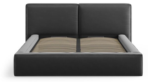 Tmavě šedá sametová čalouněná dvoulůžková postel s úložným prostorem s roštem 180x200 cm Arendal – Cosmopolitan Design