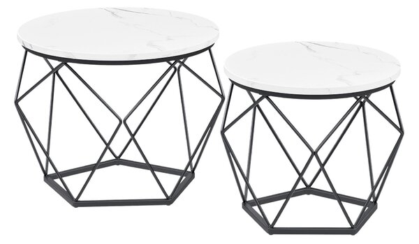 SADA KONFERENČNÍCH STOLKŮ, bílá, černá, kov, kompozitní dřevo, 50-40/50-40/40-36 cm MID.YOU - Konferenční stolky, Online Only