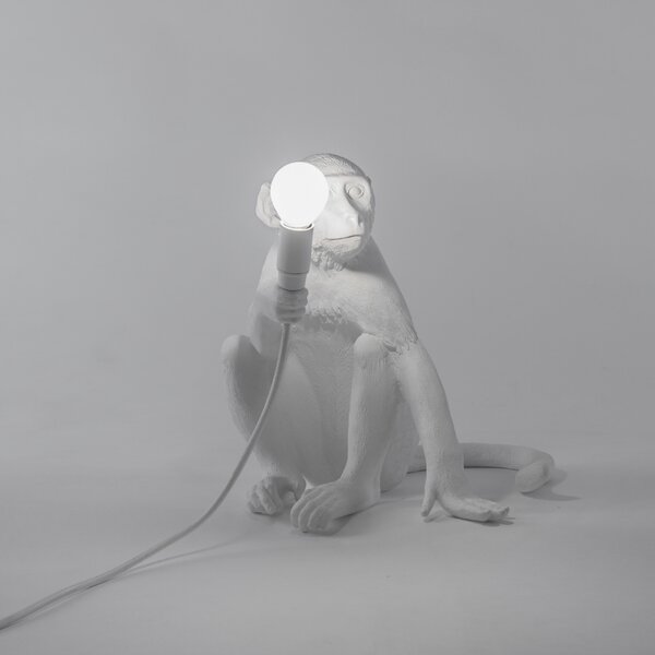 Seletti Bílá stolní lampa Monkey