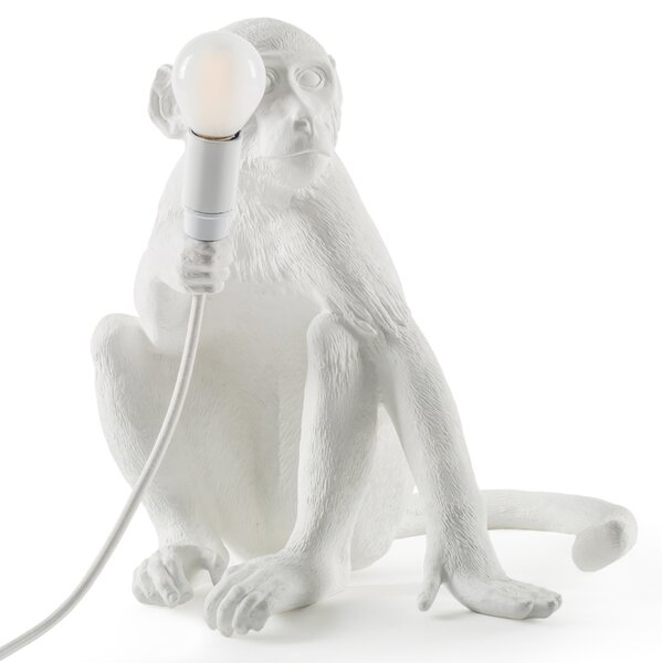 Seletti Bílá stolní lampa Monkey