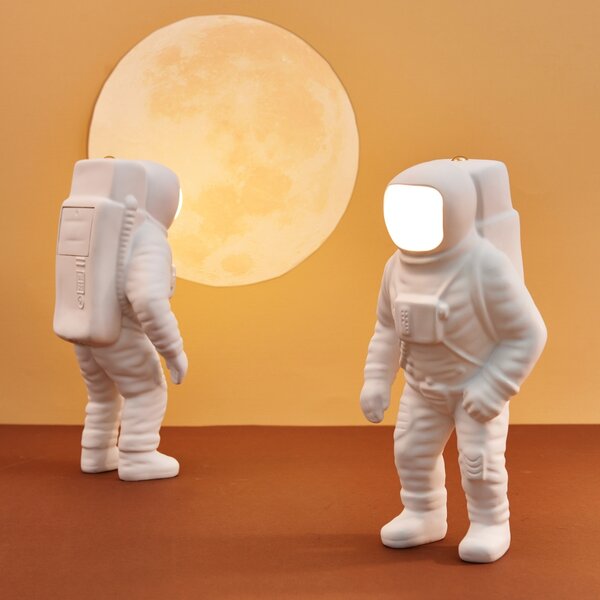 Seletti Bílá stolní LED lampa Cosmic Flashing Starman