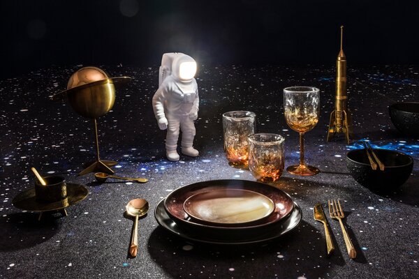 Seletti Bílá stolní LED lampa Cosmic Flashing Starman