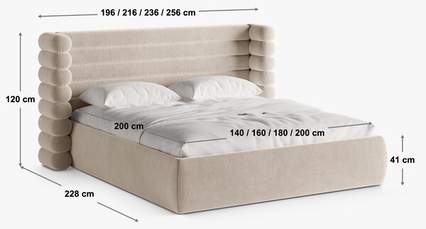 Micadoni Světle béžová bouclé dvoulůžková postel Mount 160 x 200 cm