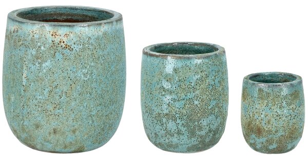 -25 % Dny MOMENTI– Set tří zelených terrazzo zahradních květináčů Bizzotto Duyen 23/30/41 cm