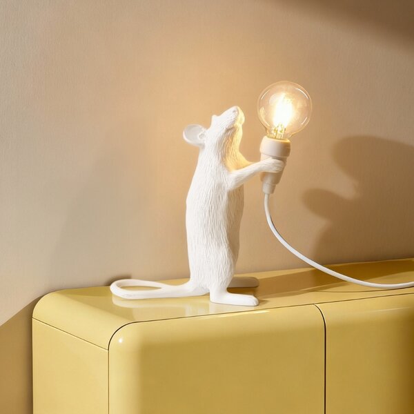 Seletti Bílá stolní lampa Mouse Standing