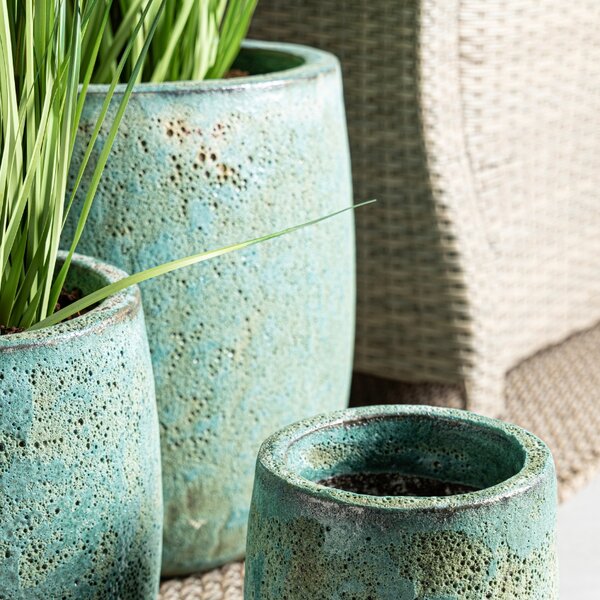 -25 % Dny MOMENTI– Set tří zelených terrazzo zahradních květináčů Bizzotto Duyen 23/30/41 cm