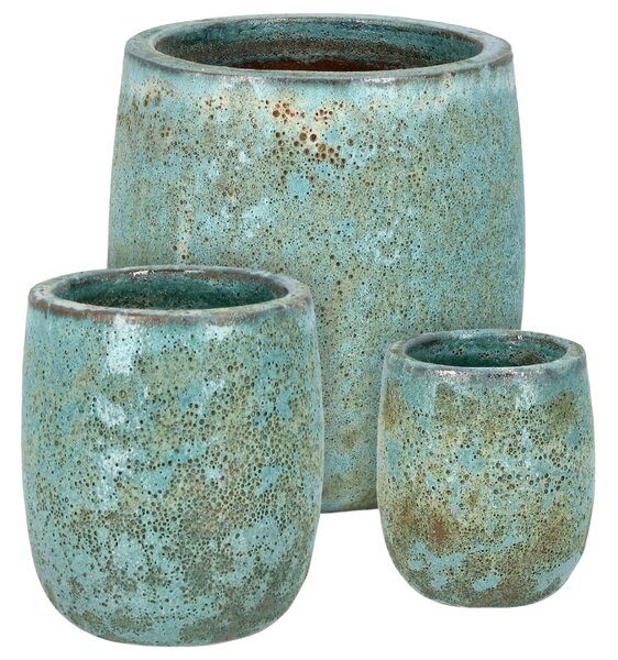-25 % Dny MOMENTI– Set tří zelených terrazzo zahradních květináčů Bizzotto Duyen 23/30/41 cm
