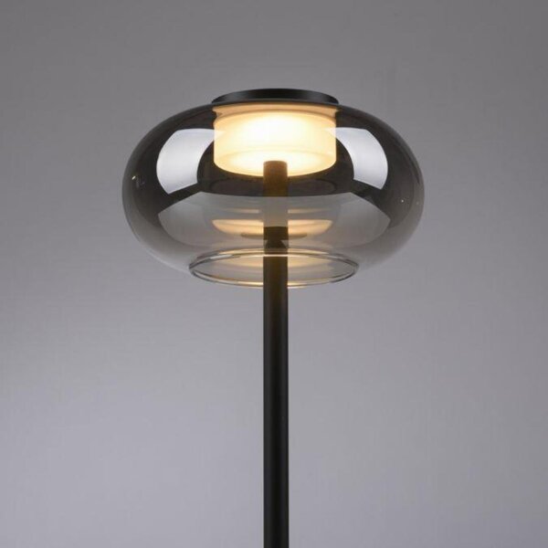 JUST LIGHT Kolekce Schöner Wohnen stolní lampa SIA černá, kouřové sklo, šňůrový vypínač 3000K