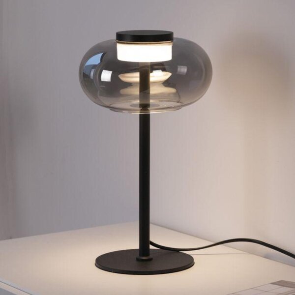 JUST LIGHT Kolekce Schöner Wohnen stolní lampa SIA černá, kouřové sklo, šňůrový vypínač 3000K