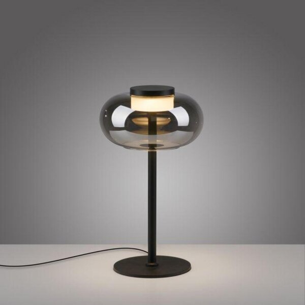 JUST LIGHT Kolekce Schöner Wohnen stolní lampa SIA černá, kouřové sklo, šňůrový vypínač 3000K