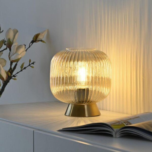 JUST LIGHT Kolekce Schöner Wohnen stolní lampa NAMI, jantar, E27, vhodné pro LED žárovky