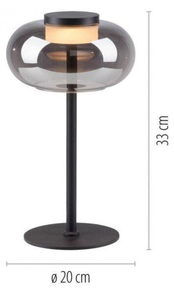 JUST LIGHT Kolekce Schöner Wohnen stolní lampa SIA černá, kouřové sklo, šňůrový vypínač 3000K
