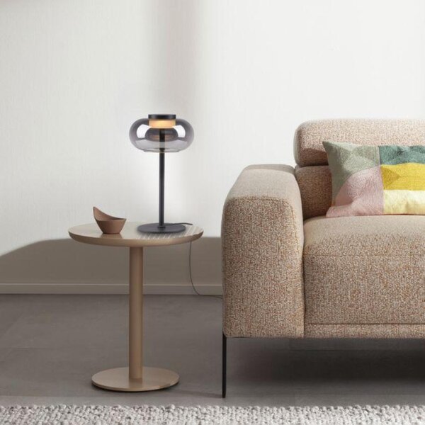 JUST LIGHT Kolekce Schöner Wohnen stolní lampa SIA černá, kouřové sklo, šňůrový vypínač 3000K
