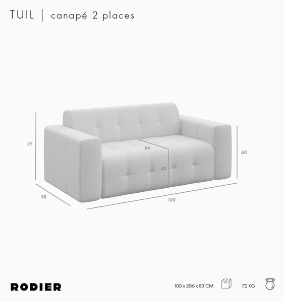 -25 % Dny MOMENTI– Rodier Světle hnědá dvoumístná pohovka Tuil 199 cm