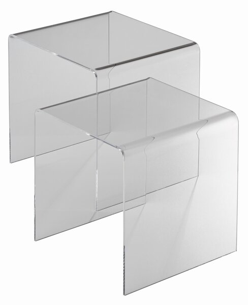 SADA ODKLÁDACÍCH STOLKŮ, čiré, plast, 40/33/36/33/33 cm - Online Only konferenční stolky, Online Only