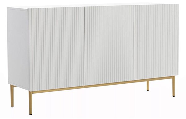 Komoda Nicole 150 cm třídveřová - bílý mat / zlaté nožky