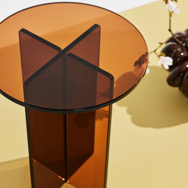 Jotex Hnědý skleněný odkládací stolek IRIS 35 cm