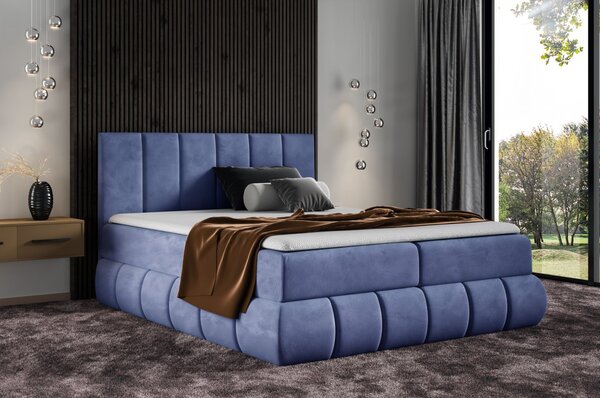 Designová čalouněná postel 200x200 VENY - modrá + topper ZDARMA