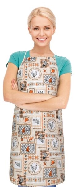 Bellatex Kuchyňská zástěra EMA zástěra 67x84 cm Slepička Oranžová,Béžová