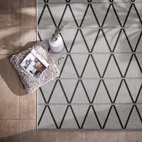 VENKOVNÍ KOBEREC, 120/170 cm, šedá, černá Novel - Venkovní koberce & dlaždice