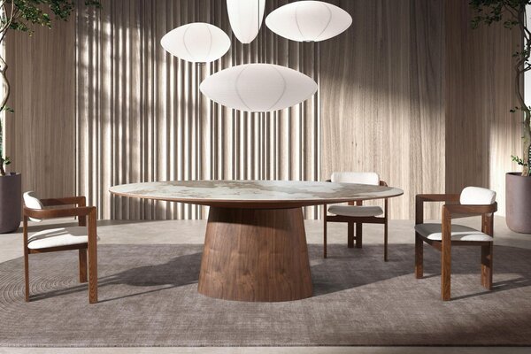 -25 % Dny MOMENTI– Angel Cerdá Ořechový jídelní stůl No. 1177, 220 x 122 cm s porcelánovou deskou