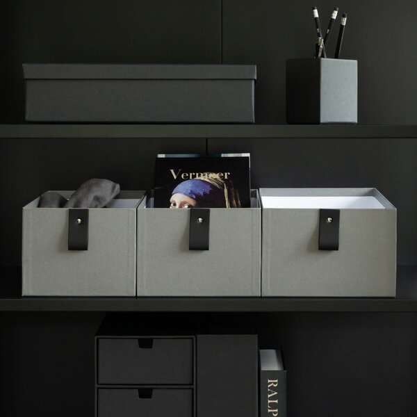 Šedé kartonové úložné boxy v sadě 3 ks 20,5x29,5x14,5 cm Aston Paper Laminate – Bigso