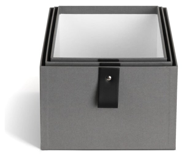 Šedé kartonové úložné boxy v sadě 3 ks 20,5x29,5x14,5 cm Aston Paper Laminate – Bigso