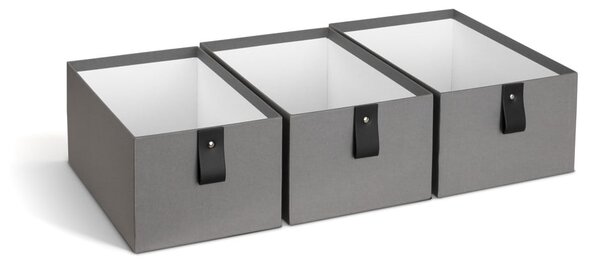 Šedé kartonové úložné boxy v sadě 3 ks 20,5x29,5x14,5 cm Aston Paper Laminate – Bigso