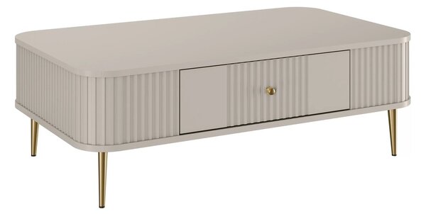 Konferenční stolek se zásuvkou Vesper 103x60 cm - kašmír / zlaté nohy