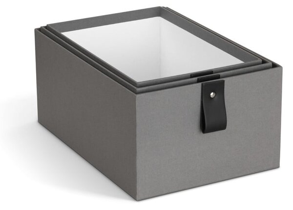 Šedé kartonové úložné boxy v sadě 3 ks 20,5x29,5x14,5 cm Aston Paper Laminate – Bigso