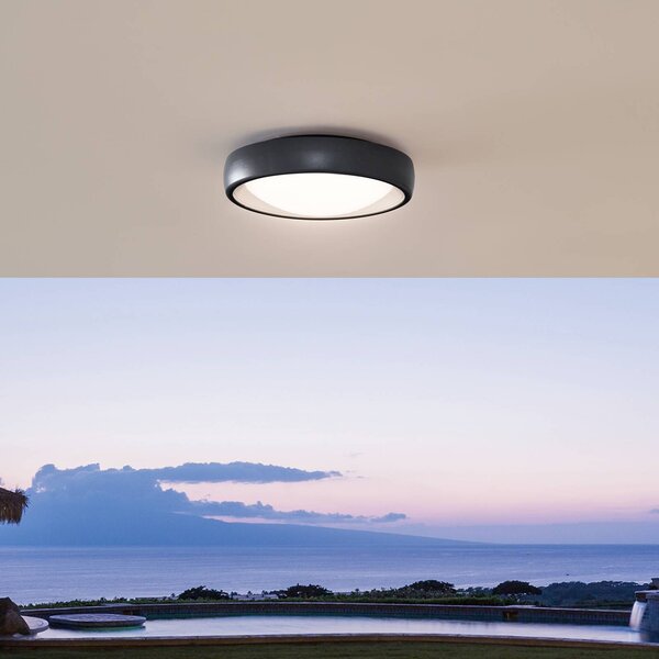 Lindby LED venkovní stropní svítidlo Niniel, černá/bílá, plast