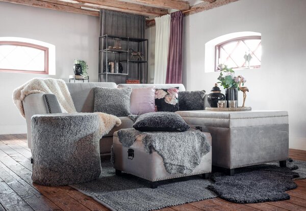 Skinnwille Home Collection Kudrnatá australská kožešina Curly Charcoal, stříbřitě šedá, 180x60 cm