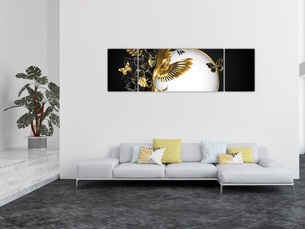 Obraz - Koule se zlatými motivy (170x50 cm)