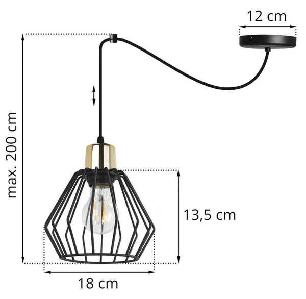Závěsné svítidlo Nuvola Spider 5, 1x černé drátěné stínítko, g