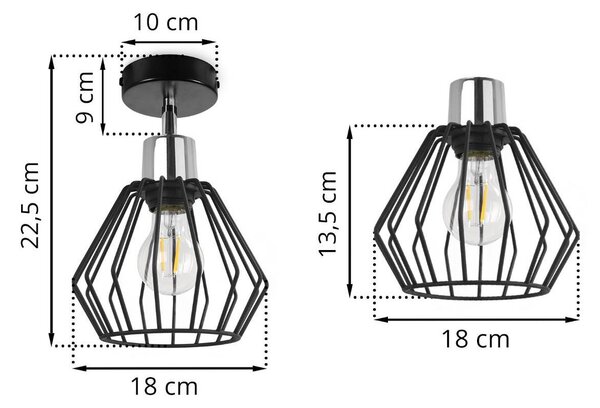Bodové svítidlo Nuvola 4, 1x černé drátěné stínítko, (možnost polohování), g