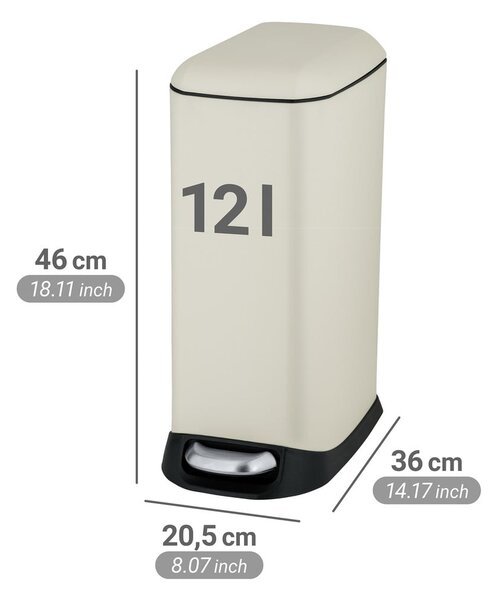 Krémový nášlapný ocelový odpadkový koš 12 l Design – Wenko