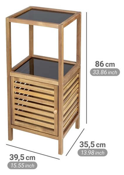 Černá/v přírodní barvě nízká/úzká koupelnová skříňka z masivu akácie 39,5x86 cm Fondi – Wenko