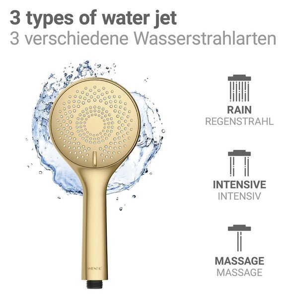 Plastová úsporná sprchová hlavice v matně zlaté barvě ø 11 cm Watersaving System – Wenko
