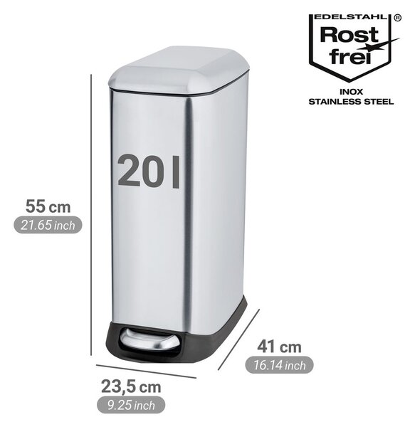 Nášlapný odpadkový koš z nerezové oceli ve stříbrné barvě 20 l Design – Wenko