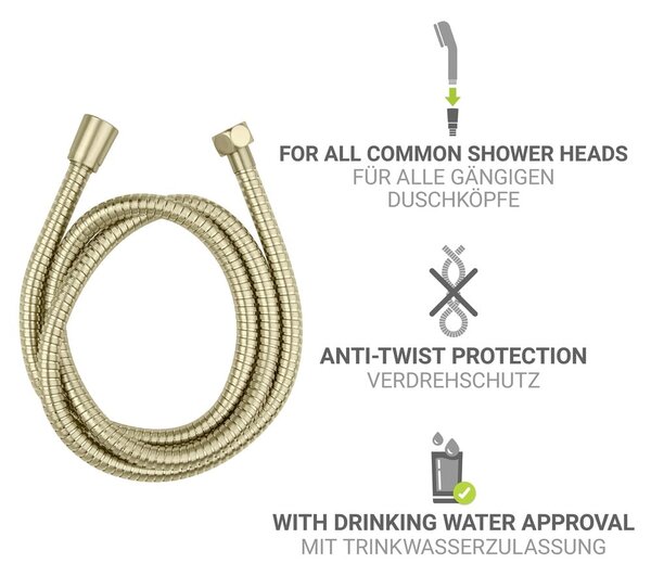 Sprchová hadice z nerezové oceli v matně zlaté barvě 150 cm Brass – Wenko